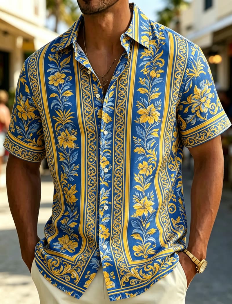 Resort Shirt Floral - Chemise à manches courtes pour hommes,