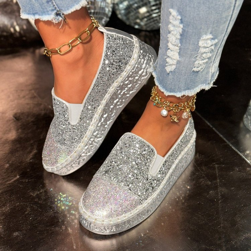 Mocassins plateforme à paillet - Espadrille Slip On avis et prix